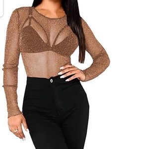 Bellelovin Medium Sheer Mesh Tops Long Sleeve NWT